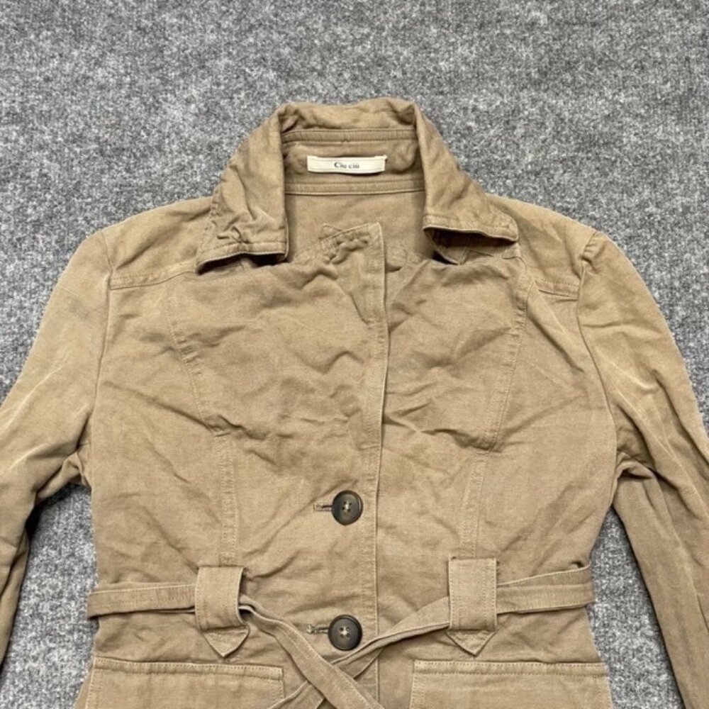 Ciu Ciu Womens Military Jacket Beige Khaki Tan Buttons Belted 1 - Picture 5 of 10
